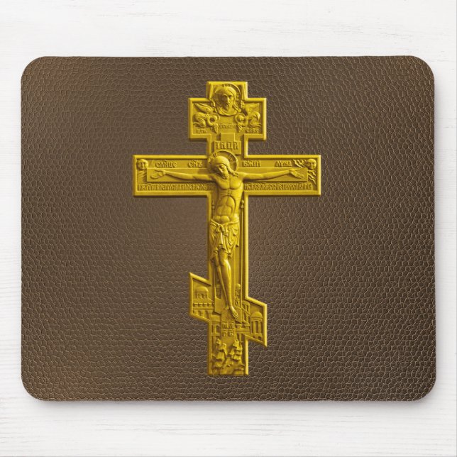 Golden Russian orthodox cross Mouse Pad (Front)