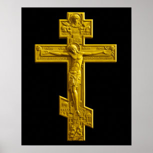 Golden Russian orthodox cross Poster