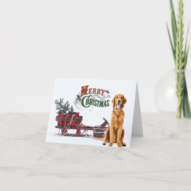 Golden Rustic Christmas Holiday Card (Front)