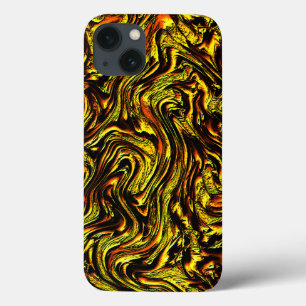 Golden rustic texture with dark strokes and orange iPhone 13 case