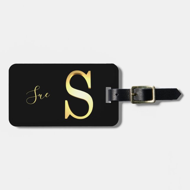 Golden S name Luggage Tag (Front Horizontal)