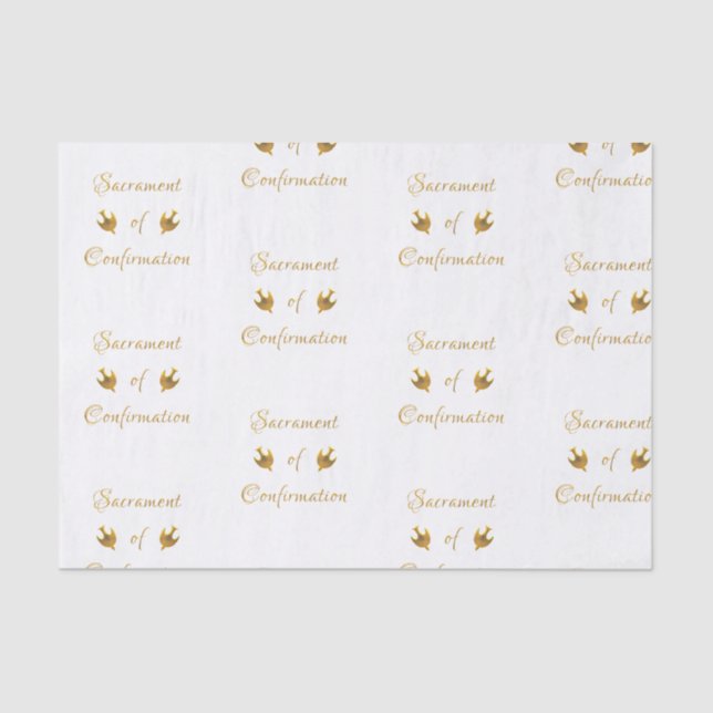 Golden Sacrament of Confirmation and Holy Spirit Tissue Paper (Front)