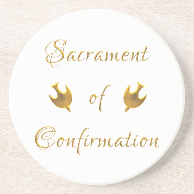 Golden Sacrament of Eucharist Host and Chalice Coaster (Front)