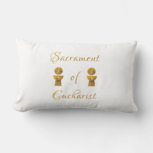 Golden Sacrament of Eucharist Host and Chalice Lumbar Cushion