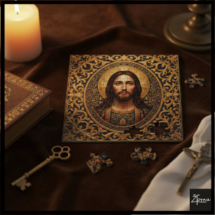 Golden Sacred Icon - Jesus Jigsaw Puzzle