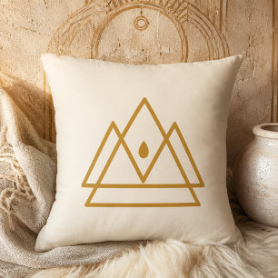 Golden Sacred Peaks Throw Pillow