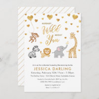 Golden Safari Baby Shower Theme Invitation