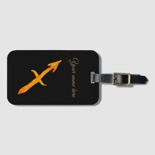 Golden Sagittarius Astrology Sign Luggage Tag