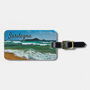 Golden sand beach Chia, Sardinia Italy rough sea Luggage Tag
