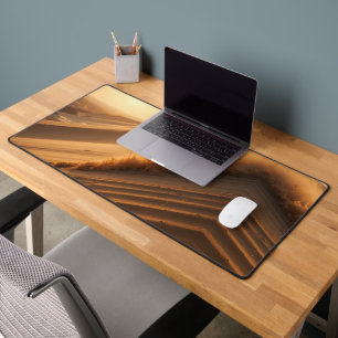 Golden Sand Dune with Cascading Sand at Sunset Desk Mat