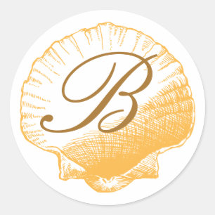 Golden Sand Monogrammed Sea Shell Sticker
