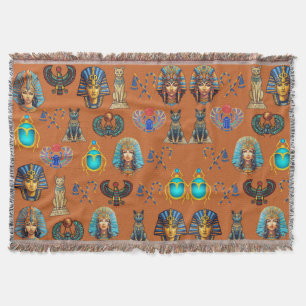 Golden Sands Revival: Authentic Egyptian Antiquity Throw Blanket