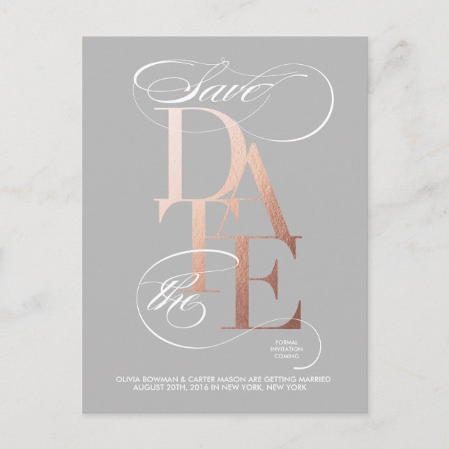 Golden Save the Date Announcement Postcard (Front)