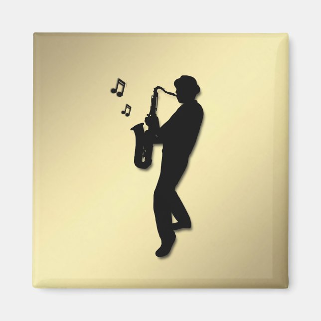 Golden Saxophone Player Magnet (Front)