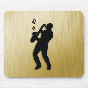 Golden Saxophone Player Mouse Pad