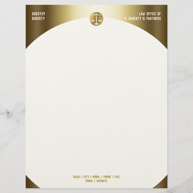 Golden Scales of Justice | LAW OFFICE Custom Letterhead (Front)