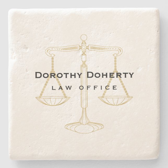Golden Scales of Justice | Law School Gifts Stone Coaster (Front)