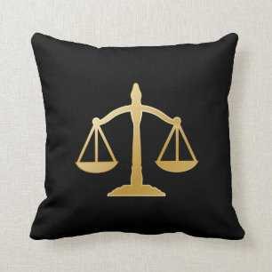 Golden Scales of Justice Law Theme Design Cushion