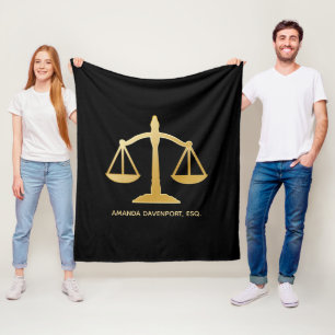 Golden Scales of Justice Law Theme Design Fleece Blanket