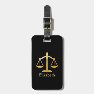 Golden Scales of Justice Law Theme Design Luggage Tag
