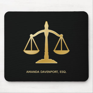 Golden Scales of Justice Law Theme Design Mouse Pad