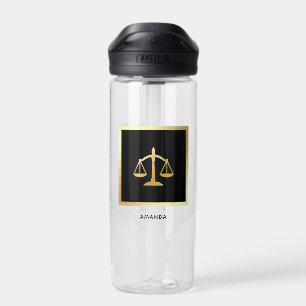 Golden Scales of Justice Law Theme Design Water Bottle