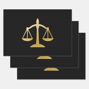 Golden Scales of Justice Law Theme Design Wrapping Paper Sheet