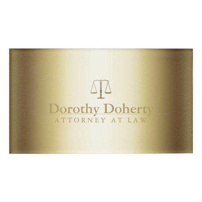 Golden Scales of Justice Name Tag (Front)