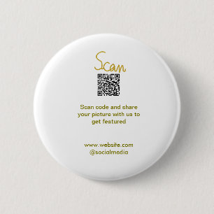 Golden Scan QR code glitter simple elegant calligr 6 Cm Round Badge