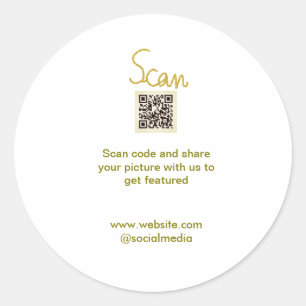 Golden Scan QR code glitter simple elegant calligr Classic Round Sticker