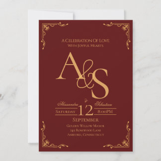 Golden Scarlet - Golden Love Story Invitation