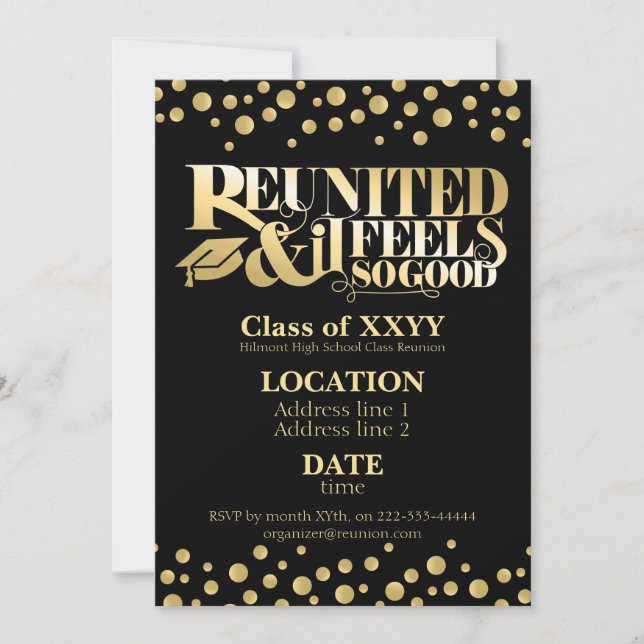 Golden school reunion invitation (Front)
