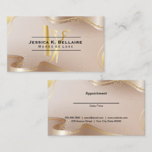 Golden Scissors and Comb Gold Ribbon Appointment Card