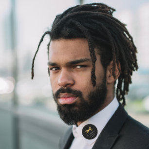 Golden Scissors Logo Hair Dresser Stylist Black Classic Round Sticker