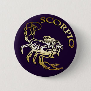 GOLDEN SCORPIO 6 CM ROUND BADGE