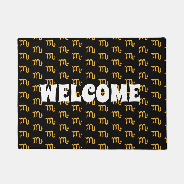 Golden Scorpio Astrology Symbol Doormat (Front)