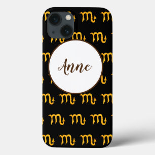 Golden Scorpio Astrology Symbol Personalised iPhone 13 Case