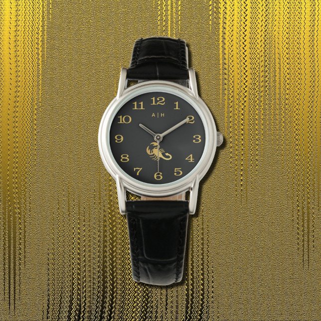  Golden  -  Scorpio   Zodiac  -monogrammed  black Watch (Creator Uploaded)
