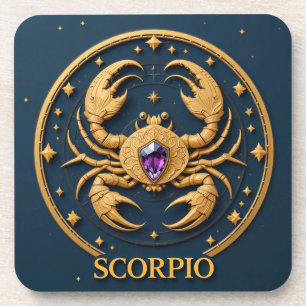 Golden Scorpio Zodiac Sign With Jewel Coaster