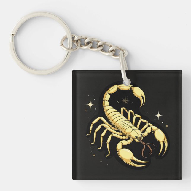 🦂 Golden Scorpion Zodiac Astrology Gift 🦂 Key Ring (Front)