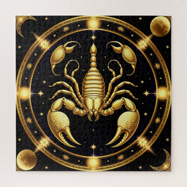 Golden Scorpion Zodiac Design Jigsaw Puzzle (Vertical)
