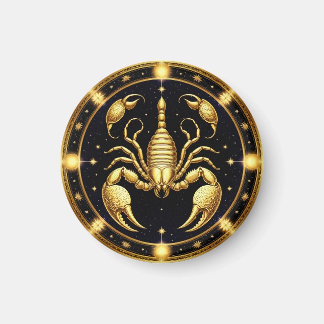 Golden Scorpion Zodiac Design Magnet (Front)