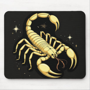 Golden Scorpion Zodiac Design with Ornamens Mouse Pad