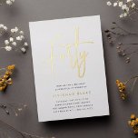 Golden Script 40th Birthday Party<br><div class="desc">Celebrate her milestone birthday with these chic 40th birthday party invitations featuring "forty" in modern gold foil hand sketched script lettering. Personalise with your party details beneath. A unforgettable,  luxe choice for fabulous 40th birthday celebrations.</div>