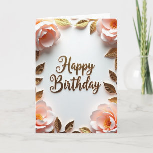 Golden Script Birthday Card