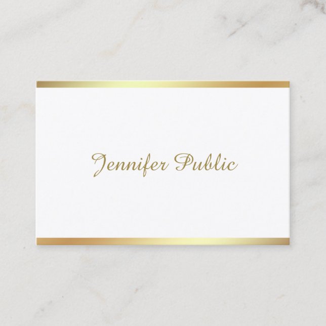 Golden Script Calligraphy Beautiful Modern Unique Business Card (Front)