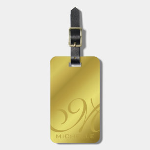 Golden Script Monogrammed Luggage Tag