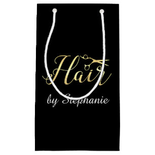 Golden Script Scissors Hairstylist Hair Salon Small Gift Bag