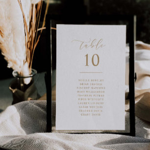 Golden Script Table Number Reception Seating Sign