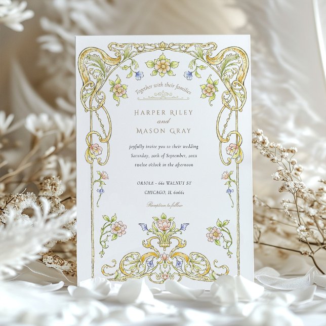 Golden Scroll Garden Wedding Invitation (Creator Uploaded)